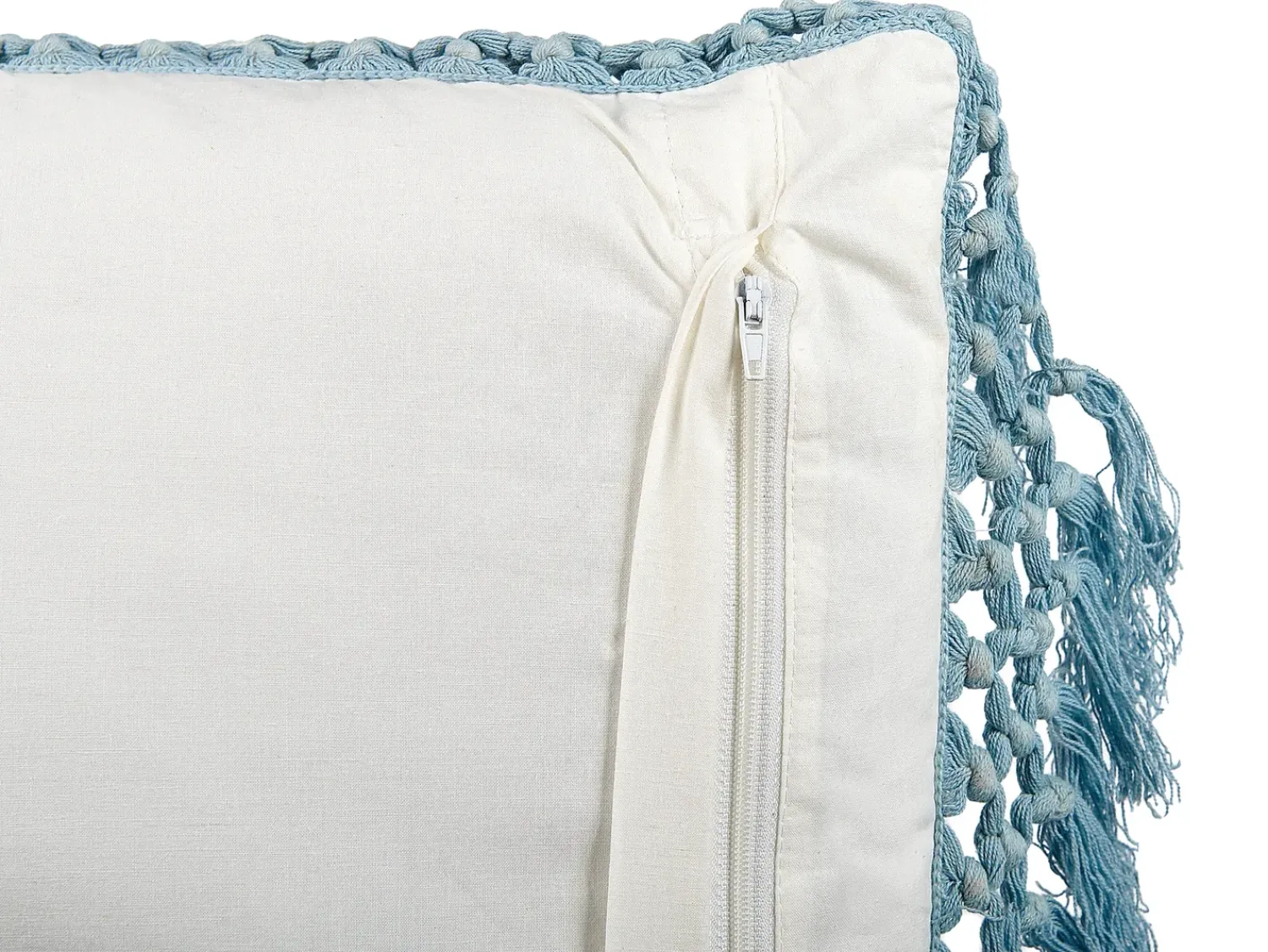 Hot Beliani Cuscino decorativo PALLIDA Cotone 45 x 45 cm Blu Trama floreale Bianco Blu Grigio