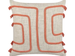 Hot Beliani Cuscino decorativo PLEIONE Cotone 45 x 45 cm Corallo Trama astratta Beige Arancione