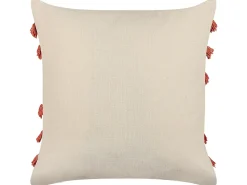 Hot Beliani Cuscino decorativo PLEIONE Cotone 45 x 45 cm Corallo Trama astratta Beige Arancione