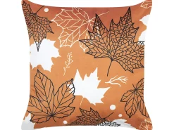 Online Beliani Cuscino decorativo POINSETTIA Velluto 45 x 45 cm Arancione Trama di piante Bianco Arancione Nero
