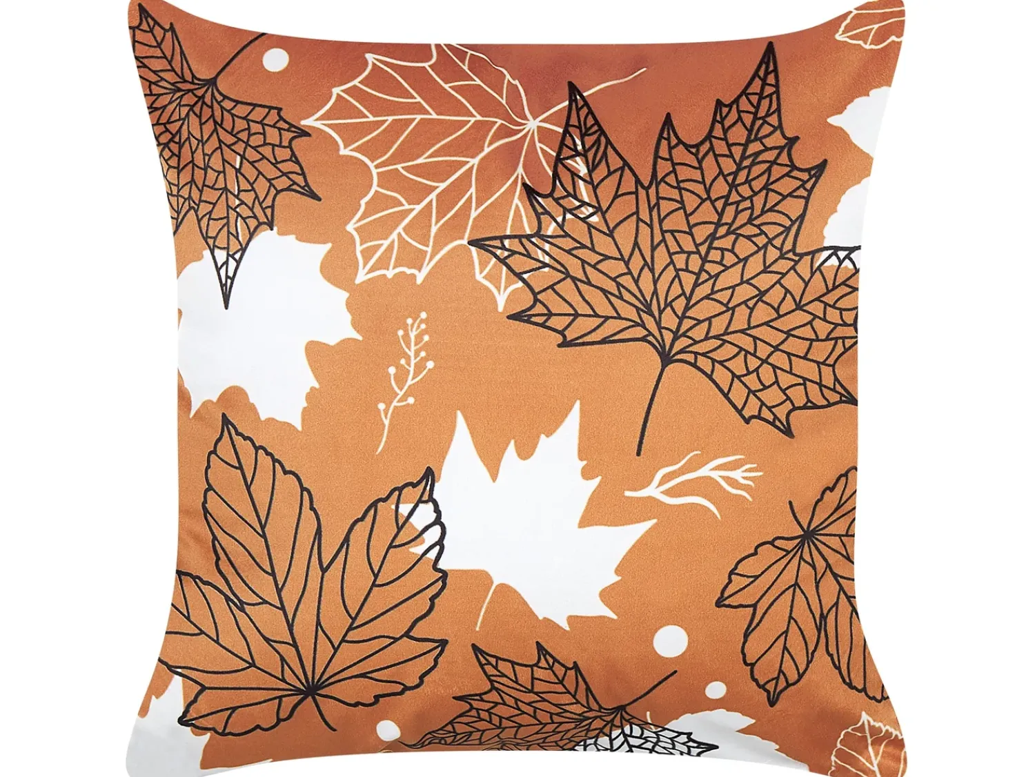 Online Beliani Cuscino decorativo POINSETTIA Velluto 45 x 45 cm Arancione Trama di piante Bianco Arancione Nero