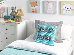 Online Beliani Cuscino decorativo RADZKOT Cotone 40 x 40 cm Blu Bianco Blu Nero