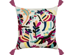 Outlet Beliani RAIGANJ Cotone 50 x 50 cm Multicolore Trama astratta Bianco Giallo Rosa Multicolore
