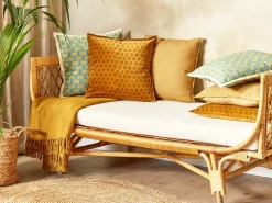 Sale Beliani Cuscino decorativo RAPIS Velluto 45 x 45 cm Trama geometrica Giallo