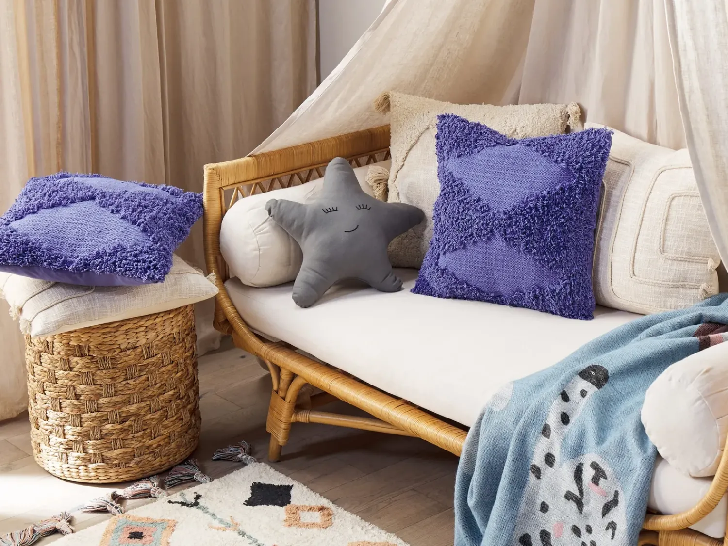 Hot Beliani Cuscino decorativo RHOEO Cotone 45 x 45 cm Viola