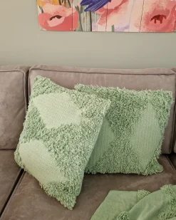 Hot Beliani Cuscino decorativo RHOEO Cotone 45 x 45 cm chiaro Verde