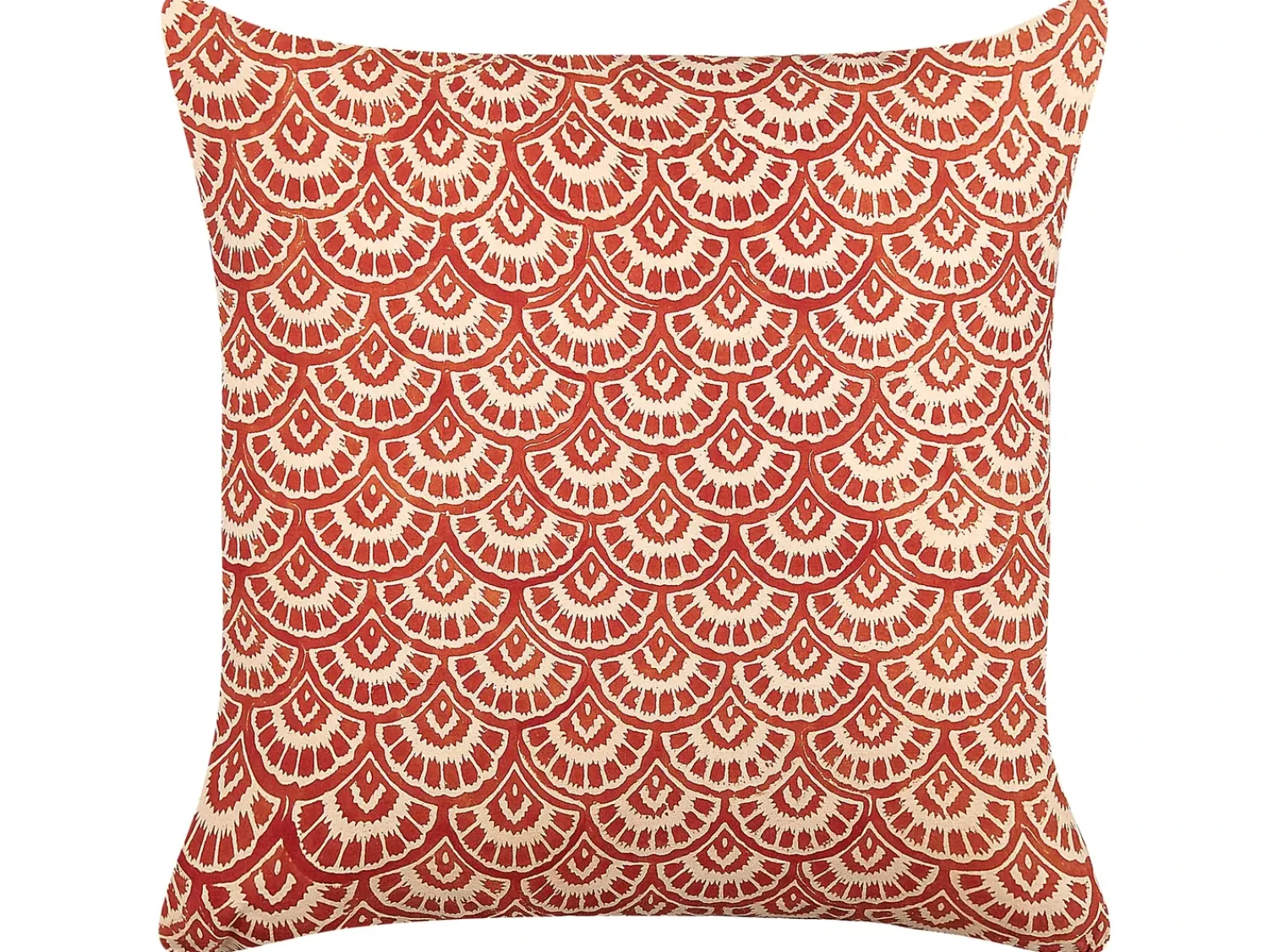 Beliani Cuscino decorativo RHUS Cotone 45 x 45 cm Rosso Trama geometrica Bianco Rosso
