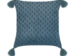 Online Beliani Cuscino decorativo RIBES Velluto 45 x 45 cm scuro Trama floreale Blu