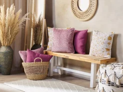 Outlet Beliani Cuscino decorativo ROMNEYA Velluto 45 x 45 cm Trama floreale Rosa