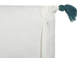 Discount Beliani Cuscino decorativo RUMEX Cotone 45 x 45 cm Blu Trama floreale Bianco Blu