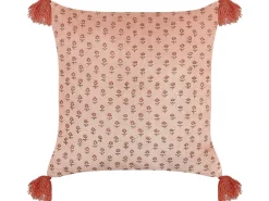 Best Beliani Cuscino decorativo RUMHORA Velluto 45 x 45 cm Trama floreale Rosa