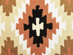 Hot Beliani Cuscino decorativo SERAMPORE Cotone 50 x 50 cm Multicolore Trama geometrica Beige Bianco Marrone Nero Multicolore