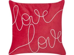Outlet Beliani Cuscino decorativo SIDERASIS Velluto 45 x 45 cm Rosso Scritta Bianco Rosso