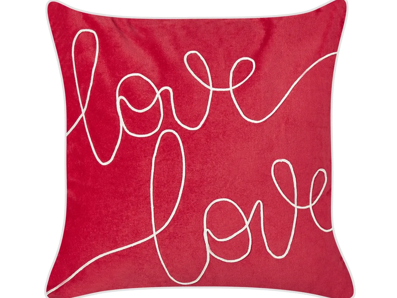 Outlet Beliani Cuscino decorativo SIDERASIS Velluto 45 x 45 cm Rosso Scritta Bianco Rosso