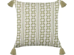 Outlet Beliani Cuscino decorativo SYRINGA Cotone 45 x 45 cm Verde Trama geometrica Bianco Verde