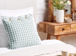 Discount Beliani Cuscino decorativo TALYA Verde menta Trama a scacchi Bianco Marrone Verde