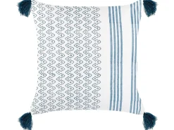 Hot Beliani Cuscino decorativo TILIA Cotone 45 x 45 cm Blu Trama geometrica Bianco Blu