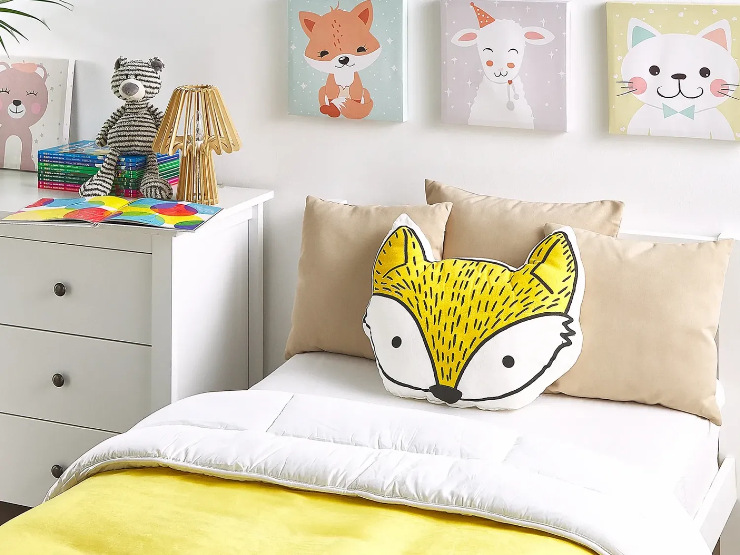 Clearance Beliani Cuscino decorativo VADODARA Cotone 50 x 40 cm Giallo Volpe Bianco Giallo Nero