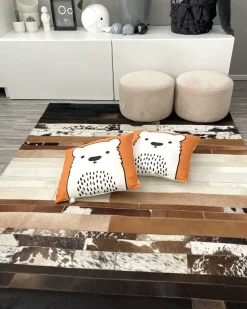 New Beliani Cuscino decorativo WARANASI Cotone 45 x 45 cm Arancione Bianco Arancione Nero