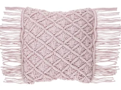 New Beliani Cuscino decorativo YANIKLAR Cotone 40 x 40 cm Trama geometrica Rosa