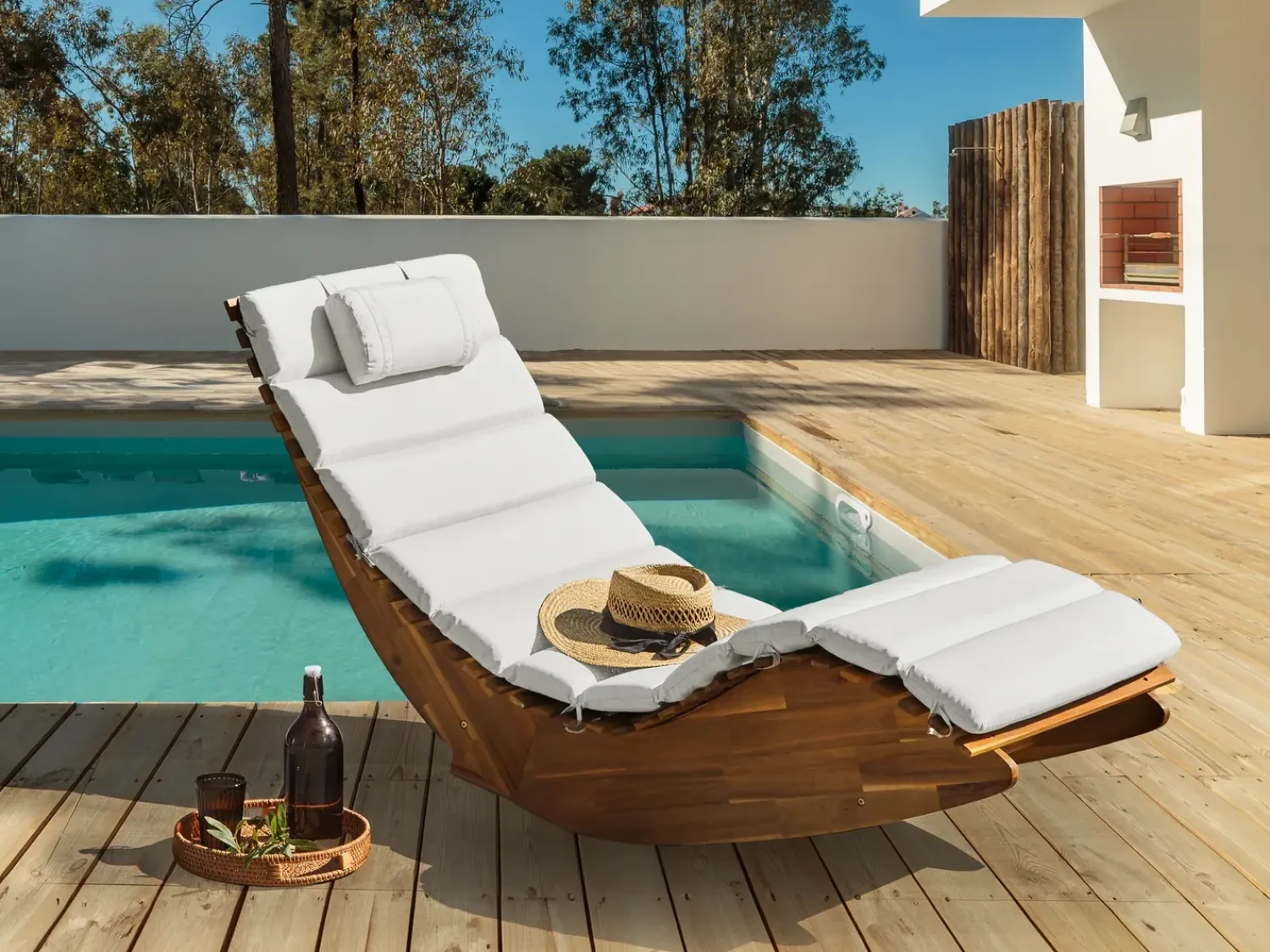 Hot Beliani Cuscino per sdraio BRESCIA PREMIUM 180 x 60 cm sporco Bianco