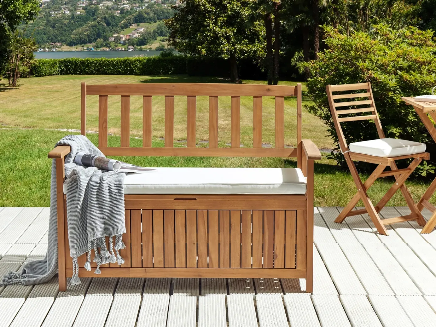 Outlet Beliani Cuscino per sedile a panca SOVANA 108 x 45 cm sporco Bianco