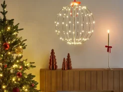 Outlet Beliani Decorazione da appendere all'aperto LED HOSFOS Palla di Natale 42 cm Argento