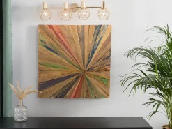 Discount Beliani Decorazione da parete CANCUN Legno di teak 70 cm Marrone Blu Marrone Multicolore Verde