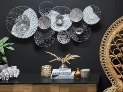 Beliani Decorazione da parete CESIUM Metallo 58 cm Argento Bianco Oro Argento Nero