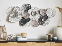 Beliani Decorazione da parete CESIUM Metallo 58 cm Argento Bianco Oro Argento Nero