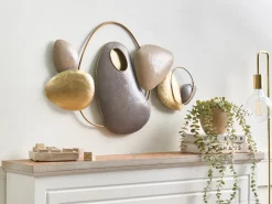 New Beliani Decorazione da parete CLANE Metallo 46 cm Oro Beige Oro Marrone