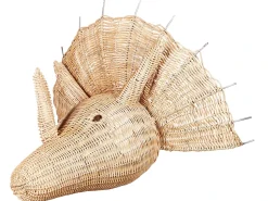 New Beliani Decorazione da parete Dinosauro BIOKO Rattan 44 cm Naturale