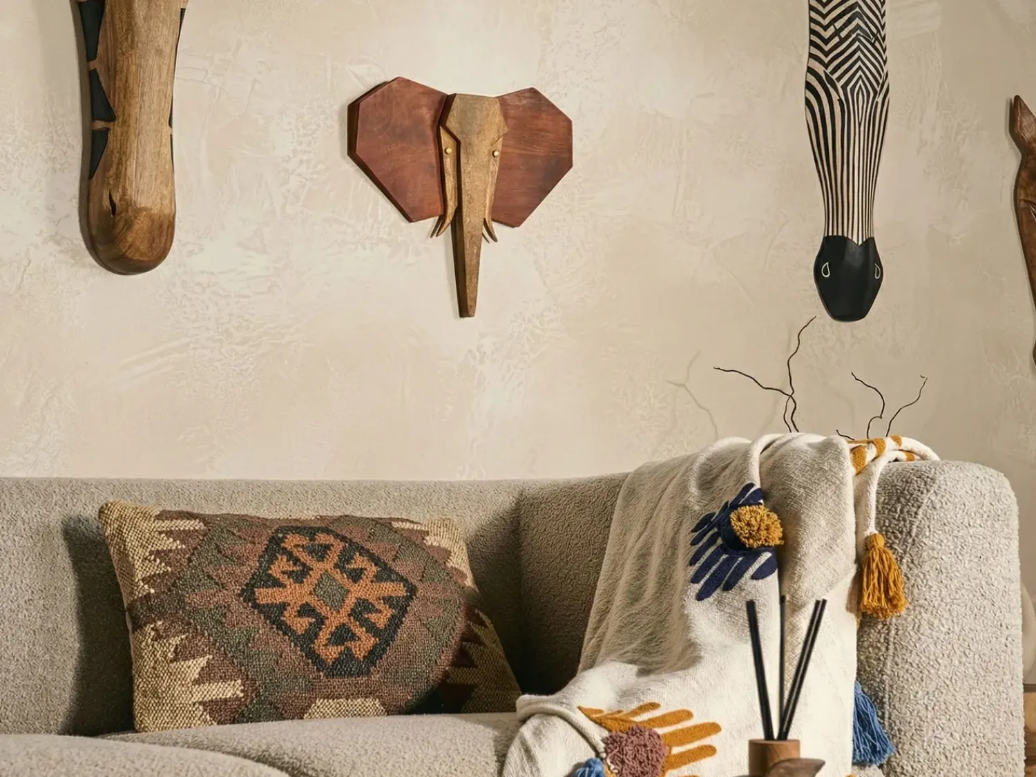 New Beliani Decorazione da parete Elefante GAROUA Legno di mango 37 cm Marrone