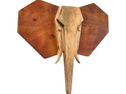 New Beliani Decorazione da parete Elefante GAROUA Legno di mango 37 cm Marrone