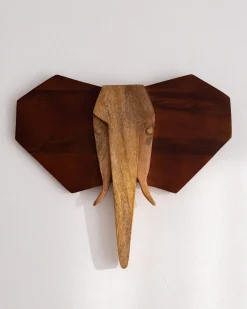 New Beliani Decorazione da parete Elefante GAROUA Legno di mango 37 cm Marrone