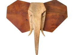 New Beliani Decorazione da parete Elefante GAROUA Legno di mango 37 cm Marrone