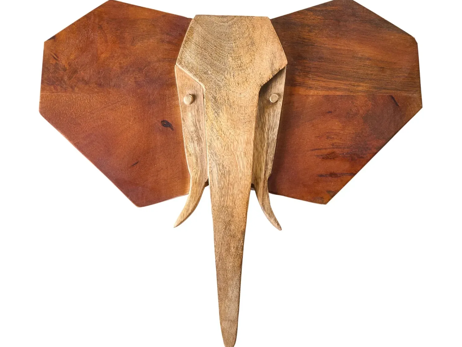New Beliani Decorazione da parete Elefante GAROUA Legno di mango 37 cm Marrone