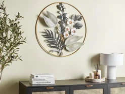 Outlet Beliani Decorazione da parete Fiore DUBNIUM Metallo 70 cm Verde Oro Verde