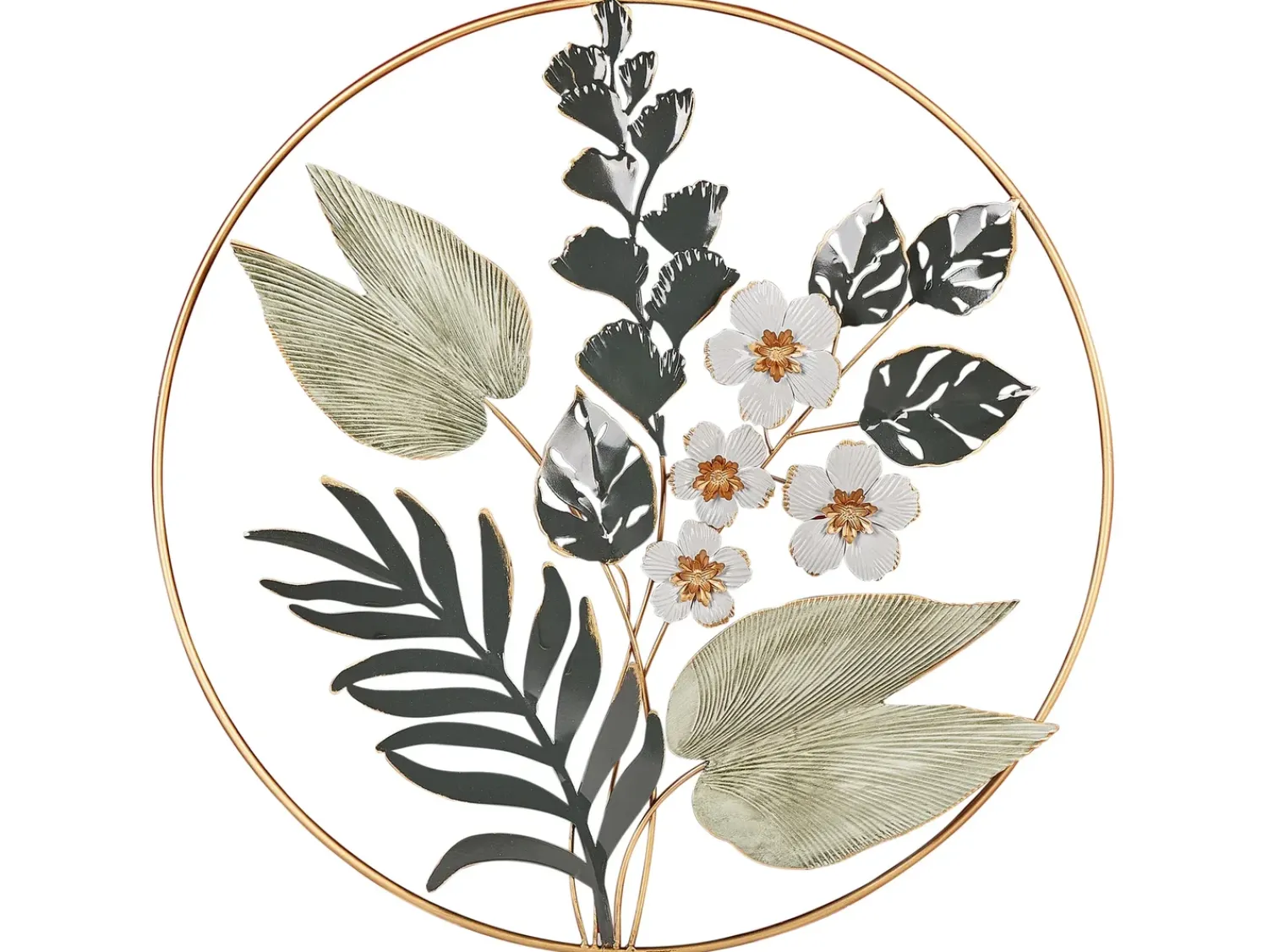 Outlet Beliani Decorazione da parete Fiore DUBNIUM Metallo 70 cm Verde Oro Verde