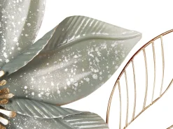 Beliani Decorazione da parete Fiore EUROPIUM Metallo 46 cm Oro Bianco Oro Verde