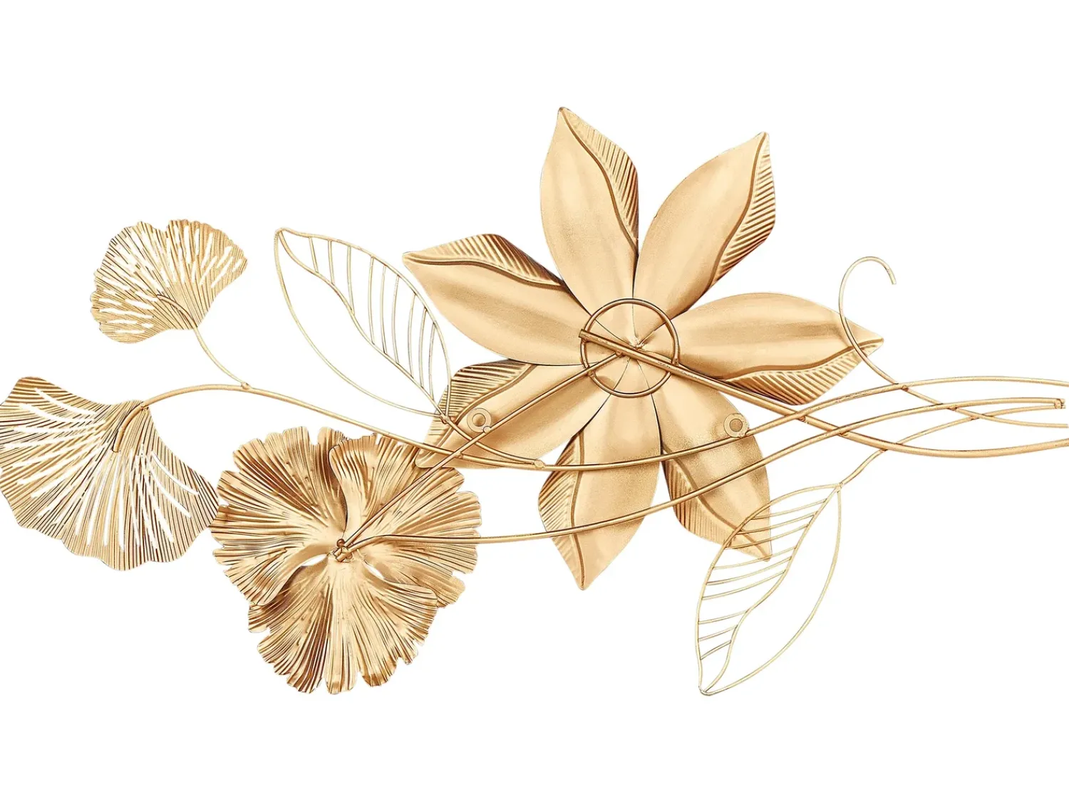 Beliani Decorazione da parete Fiore EUROPIUM Metallo 46 cm Oro Bianco Oro Verde