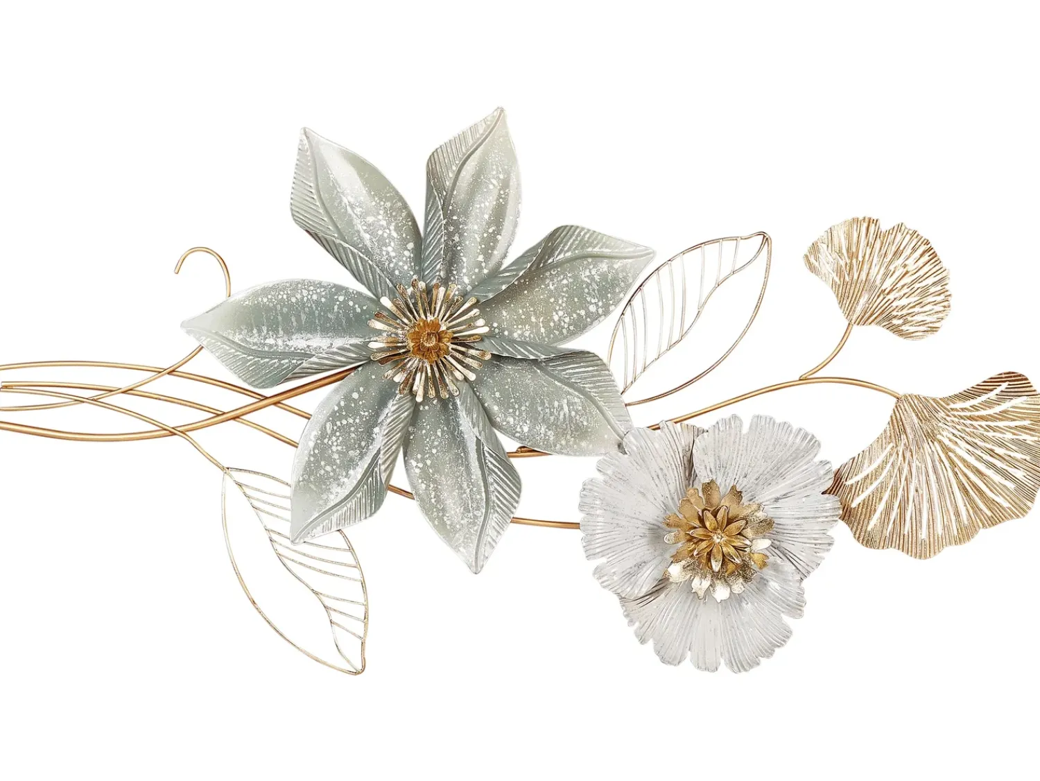 Beliani Decorazione da parete Fiore EUROPIUM Metallo 46 cm Oro Bianco Oro Verde