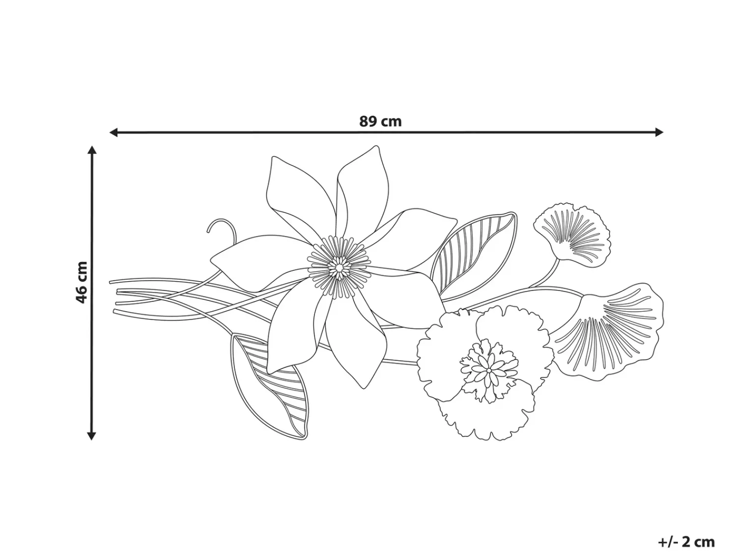 Beliani Decorazione da parete Fiore EUROPIUM Metallo 46 cm Oro Bianco Oro Verde