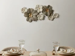 Online Beliani Decorazione da parete Fiore LANTHANUM Metallo 52 cm Beige Beige Oro