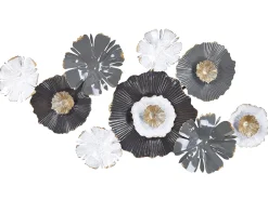 Beliani Decorazione da parete Fiore POTASSIUM Metallo 49 cm Grigio Beige Bianco Grigio Oro