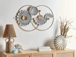Clearance Beliani Decorazione da parete Fiore PROMETHIUM Metallo 51 cm Oro Grigio Oro