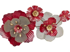 Clearance Beliani Decorazione da parete Fiore SCANDIUM Metallo 45 cm Rosso Oro Rosso