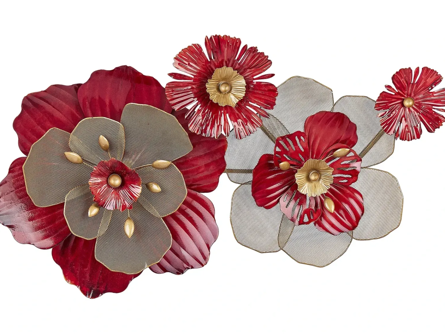 Clearance Beliani Decorazione da parete Fiore SCANDIUM Metallo 45 cm Rosso Oro Rosso