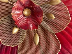 Clearance Beliani Decorazione da parete Fiore SCANDIUM Metallo 45 cm Rosso Oro Rosso