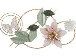 Outlet Beliani Decorazione da parete Fiore THORIUM Metallo 44 cm Multicolore Bianco Multicolore Oro Rosa Verde